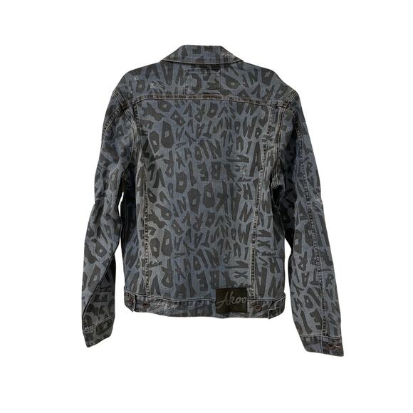 AKOO Men’s Size M Denim Jean Jacket Distressed Streetwear Urban Style - Picture 2 of 15